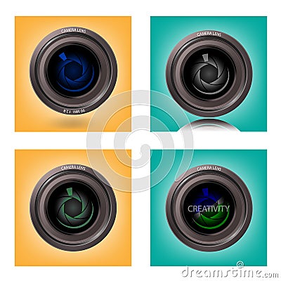 Camera lens on background,len symbol,camera sign, Vector Illustration