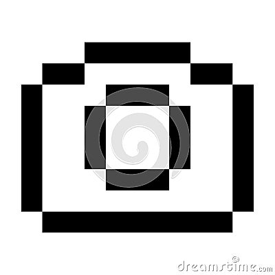 Camera lens picture Icon Pixel Art Style Black Stock Photo