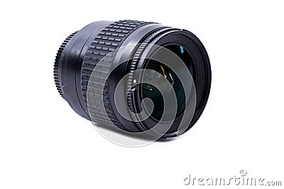 Camera lens on white background. Stock Photo