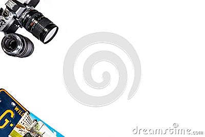 Camera License Plate Background on white Stock Photo