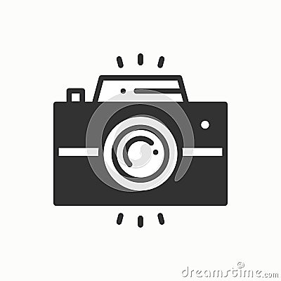 Camera line outline icon. Photo camera, photo gadget, instant photo. Snapshot photography sign. Vector simple linear Vector Illustration