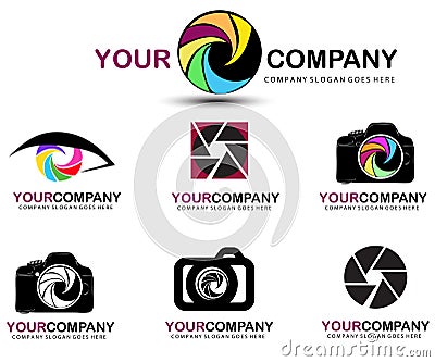 Camera logo set. Photography logo design Vector Illustration