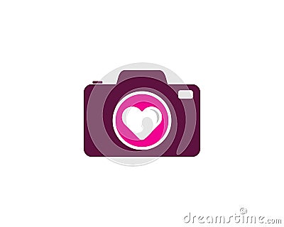 Camera Love Icon Logo Design Element Vector Illustration