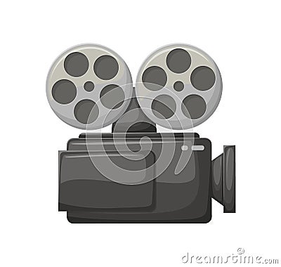 Camera for Making Movies, Camcorder with Bobbins Vector Illustration