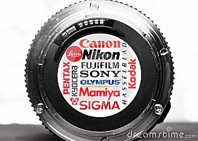 Camera manufacturers logos and brands Editorial Stock Photo