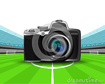 Camera in the midfield of football stadium vector Vector Illustration