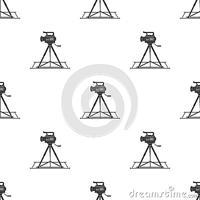 Camera moving on rails.Making movie single icon in black style vector symbol stock illustration web. Vector Illustration