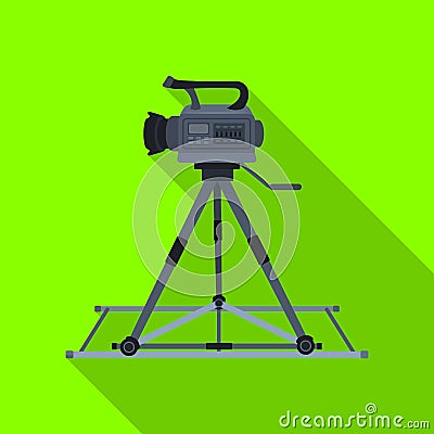 Camera moving on rails.Making movie single icon in flat style vector symbol stock illustration web. Vector Illustration