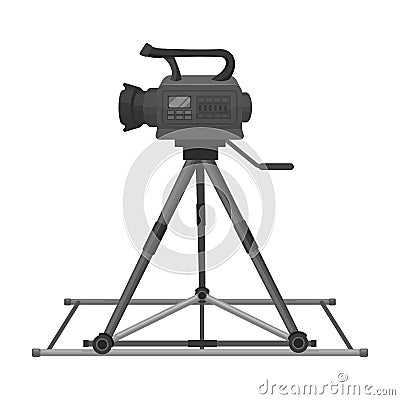 Camera moving on rails.Making movie single icon in monochrome style vector symbol stock illustration web. Vector Illustration