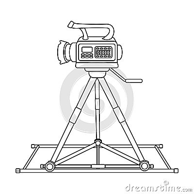 Camera moving on rails.Making movie single icon in outline style vector symbol stock illustration web. Vector Illustration