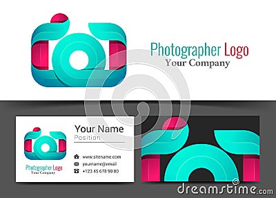 Camera Photographer Studio Corporate Logo and Business Card Sign Vector Illustration