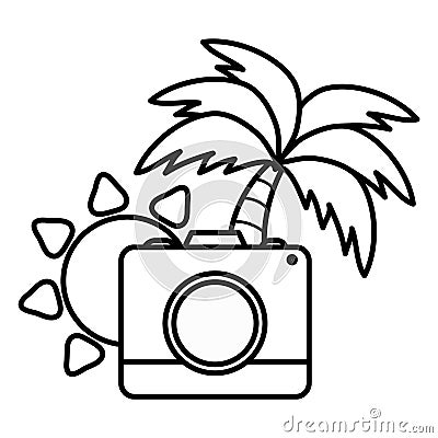 Camera photographic with sun summer Vector Illustration