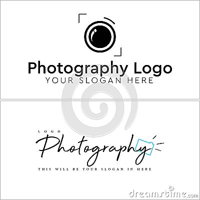 Camera photography lens shoot icon logo design Vector Illustration