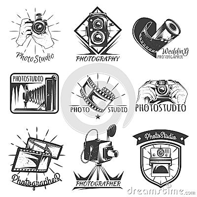 Camera photography vintage photo logo, retro concept Vector Illustration