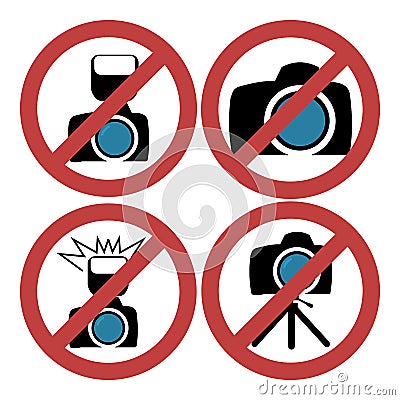 Camera prohibiting signs set illustration set Cartoon Illustration