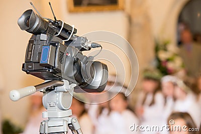 Camera recording a communion Stock Photo