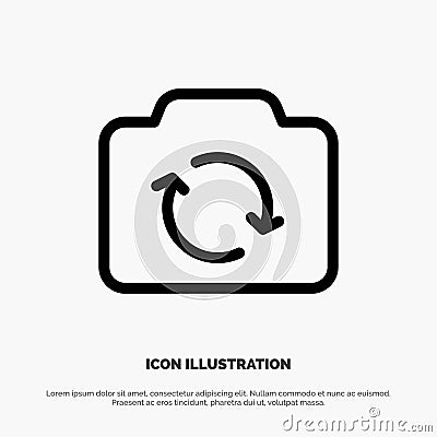 Camera, Refresh, Basic, Ui Line Icon Vector Vector Illustration