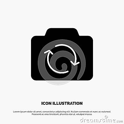 Camera, Refresh, Basic, Ui solid Glyph Icon vector Vector Illustration