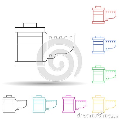 camera ribbon multi color style icon. Simple glyph, flat vector of photo icons for ui and ux, website or mobile application Stock Photo