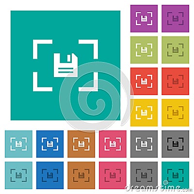 Camera save image square flat multi colored icons Stock Photo