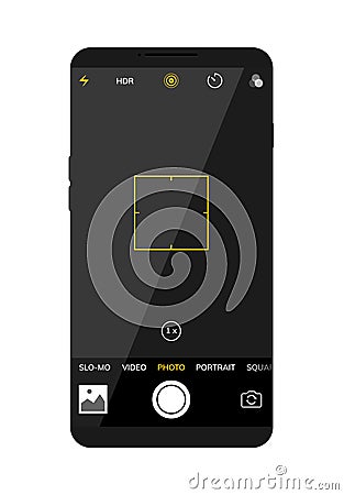 Camera screen phone mobile interface app. Smartphone photo viewfinder ui template design Vector Illustration