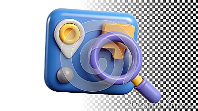 Camera search location icon, map navigation, find photos or places symbol png transparent image Generative AI Stock Photo