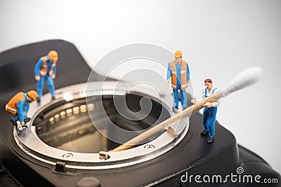 Camera sensor cleaning Stock Photo