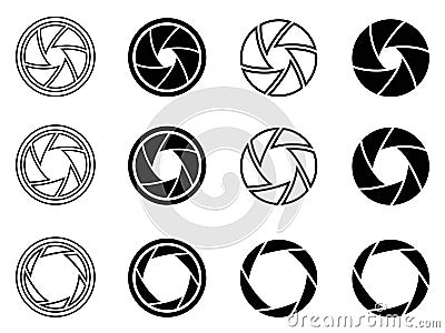 Camera shutter aperture icons Vector Illustration