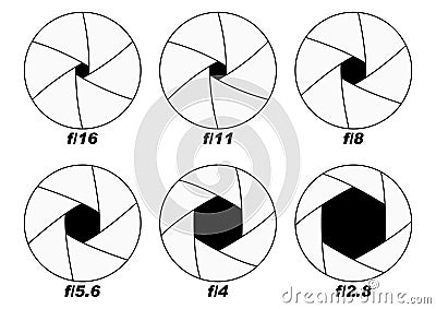 Camera shutter apertures Vector Illustration