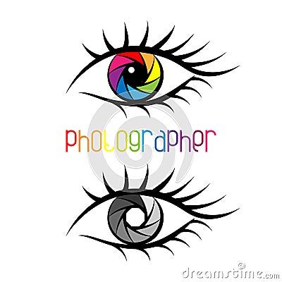 Camera shutter in eye design Concept. Vector Illustration