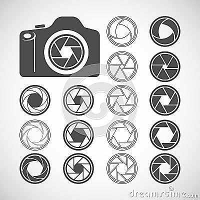 Camera shutter icon set, vector eps10 Vector Illustration