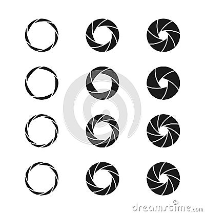 Camera shutter photographer logo icons vector set Vector Illustration