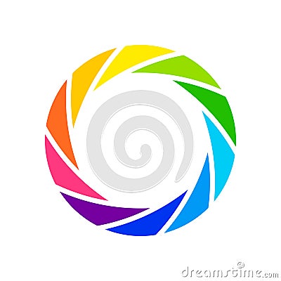 Camera shutter photography icon aperture. Focus vector colorful lens zoom digital design Stock Photo