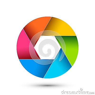 Camera shutter photography icon aperture. Focus vector colorful lens zoom digital design Vector Illustration