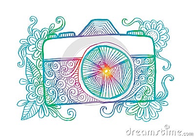 Camera in sketchy style Stock Photo