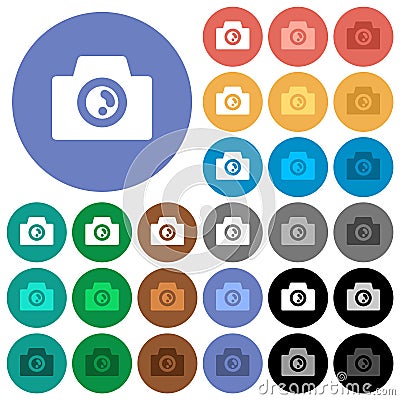 Camera solid round flat multi colored icons Vector Illustration