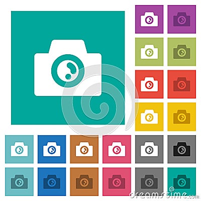 Camera solid square flat multi colored icons Vector Illustration