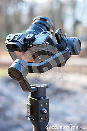 Camera on a steadicam Stock Photo