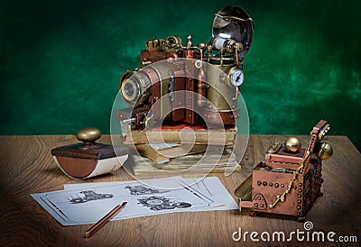 Camera steampunk Stock Photo