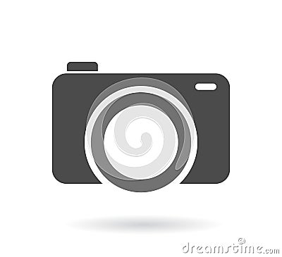 Camera symbol. Isolated infographic gray sign. Icon illustration for web design, photography, article, news, vector. Cartoon Illustration