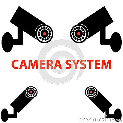 Camera system on white background Vector Illustration