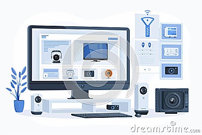 Camera systems focus on evaluating features in recorded footage to shatter security vulnerabilities through video camera installat Cartoon Illustration