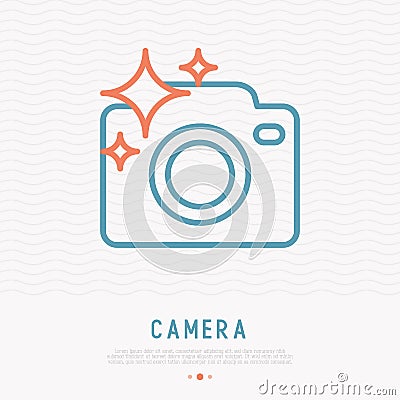 Camera thin line icon for photographer logo Vector Illustration