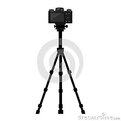 Camera on tripod with back side screen view. Vector illustration. Vector Illustration