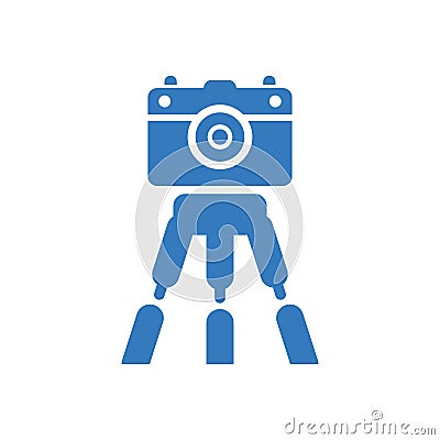 Camera tripod icon, blue color Stock Photo