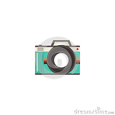 Camera vector Icon, retro camera. White background. Vector illustration. EPS 10 Cartoon Illustration