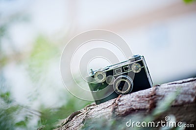 The camera is very black. Stock Photo