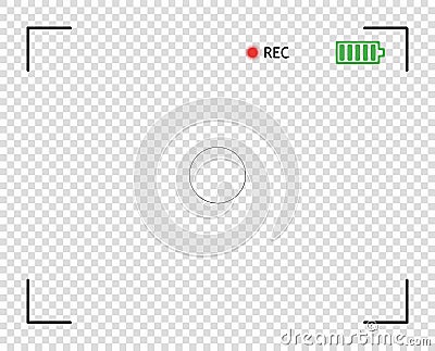 Camera viewfinder, digital video, photo focus. Element vector overlay screen frame borders the snapshot. Transparent background. Vector Illustration