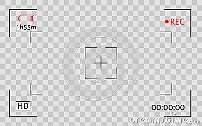 Camera viewfinder frame. Display snapshot digital video record screen. Filn rec camcoder template Vector Illustration