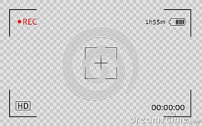 Camera viewfinder frame. Display snapshot digital video record screen. Filn rec camcoder template Vector Illustration